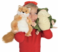 fox and frog hand puppets
