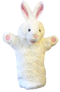 white rabbit hand puppet